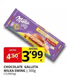 Supermercados MAS MILKA Swing chocolate galleta oferta