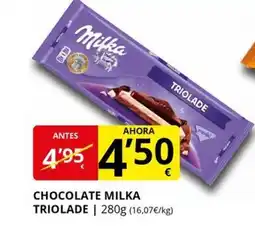 Supermercados MAS MILKA Chocolate triolade oferta