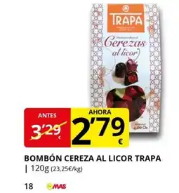 Supermercados MAS TRAPA Bombón cereza al licor oferta