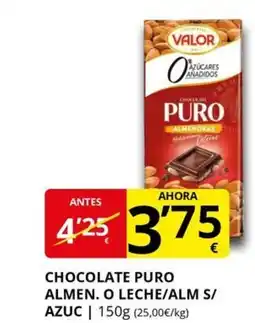 Supermercados MAS VALOR Chocolate puro almen. o leche/alm s/ azuc oferta