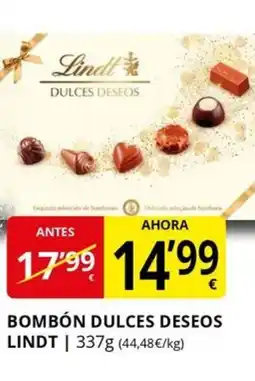 Supermercados MAS LINDT Bombón dulces deseos oferta