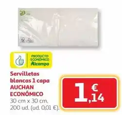 Alcampo Auchan - servilletas blancas 1 capa oferta