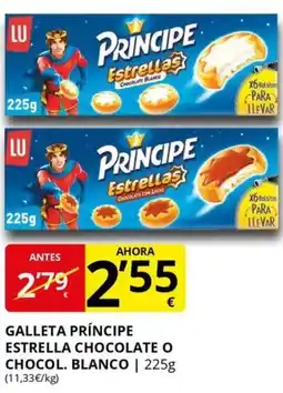 Supermercados MAS LU Príncipe galleta estrella chocolate o chocol. blanco oferta