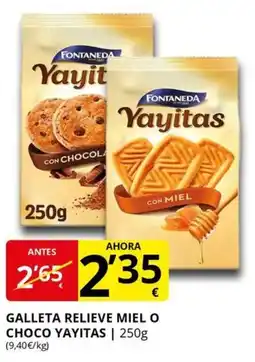 Supermercados MAS FONTANEDA Galleta relieve miel o choco yayitas oferta