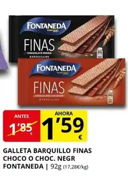 Supermercados MAS FONTANEDA Galleta barquillo finas choco o choc. negr oferta