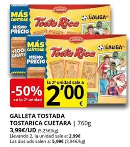 Supermercados MAS CUETARA Galleta tostada tostarica oferta