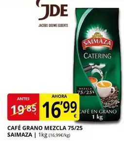 Supermercados MAS SAIMAZA Café grano mezcla 75/25 oferta