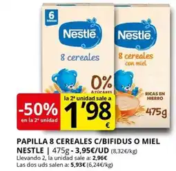 Supermercados MAS NESTLE Papilla 8 cereales c/bifidus o miel oferta