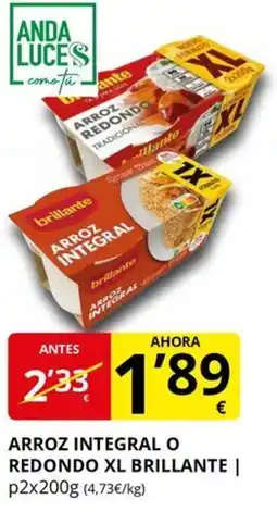 Supermercados MAS BRILLANTE Arroz integral o redondo xl oferta