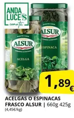 Supermercados MAS ALSUR Acelgas o espinacas frasco oferta
