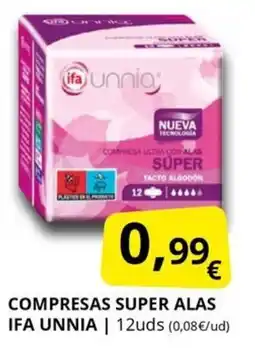 Supermercados MAS IFA UNNIA Compresas super alas oferta