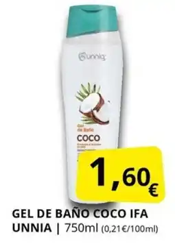 Supermercados MAS IFA UNNIA Gel de baño coco oferta