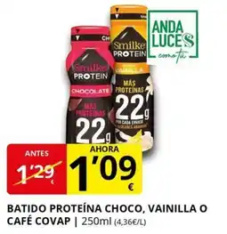Supermercados MAS COVAP Batido proteína choco, vainilla o café oferta