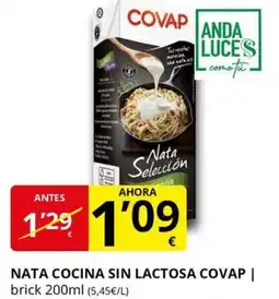 Supermercados MAS COVAP Nata cocina sin lactosa oferta