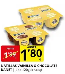 Supermercados MAS DANET Natillas vainilla o chocolate oferta