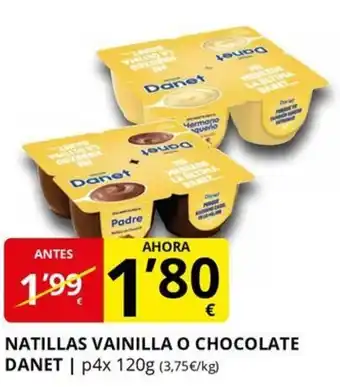 Supermercados MAS DANET Natillas vainilla o chocolate oferta