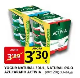 Supermercados MAS ACTIVIA Yogur natural edul, natural 0% o azucarado oferta