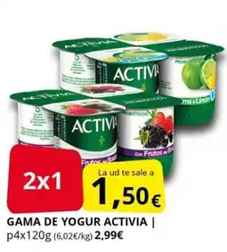 Supermercados MAS ACTIVIA Gama de yogur oferta