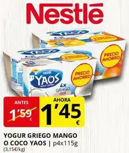Supermercados MAS NESTLE Yaos yogur griego mango o coco oferta