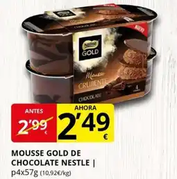 Supermercados MAS NESTLE Mousse gold de chocolate oferta