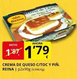Supermercados MAS REINA Crema de queso c/toc y piñ. oferta