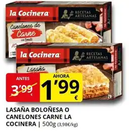 Supermercados MAS LA COCINERA Lasaña boloñesa o canelones carne oferta