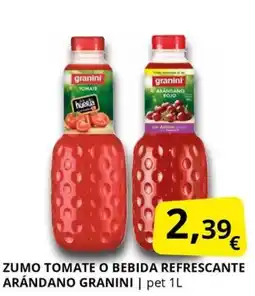 Supermercados MAS GRANINI Zumo tomate o bebida refrescante arándano oferta