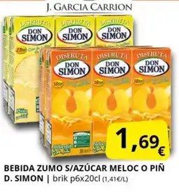 Supermercados MAS DON SIMON Bebida zumo s/azúcar meloc o piñ oferta