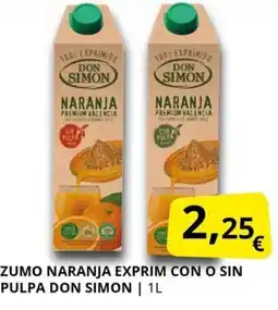 Supermercados MAS DON SIMON Zumo naranja exprim con o sin pulpa oferta