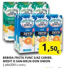 Supermercados MAS DON SIMON Bebida fruta func s/az caribe, medit o san-meln oferta