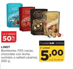 Alimerka LINDT Bombones 70% cacao, chocolate con leche, surtidos o salted caramel oferta
