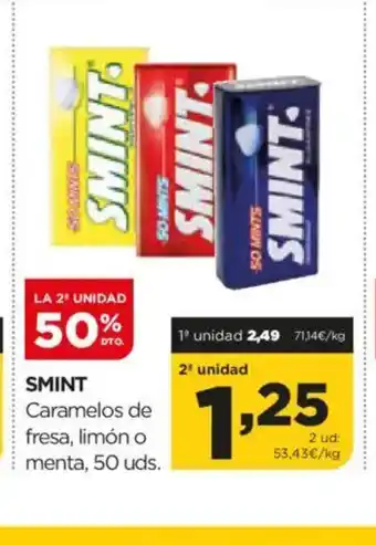 Alimerka SMINT Caramelos de fresa, limón o menta oferta