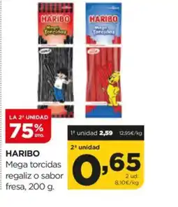 Alimerka HARIBO Mega torcidas regaliz o sabor fresa oferta