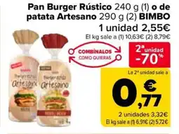 Carrefour BIMBO Pan Burger Rústico o de patata Artesano oferta
