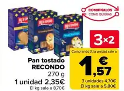Carrefour RECONDO Pan tostado oferta