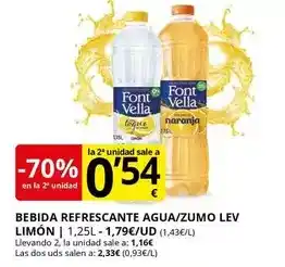 Font vella - bebida refrescante agua/zumo lev