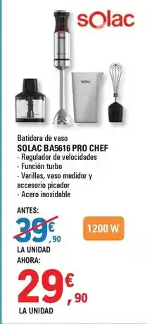 E.Leclerc Solac - batidora de vaso bas616 pro chef oferta