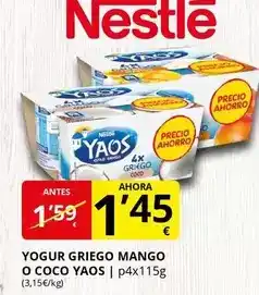 Supermercados MAS Nestlé - yogur griego mango o coco oferta