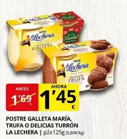 Supermercados MAS La lechera - postre galleta maría trufa o delicias turrón oferta