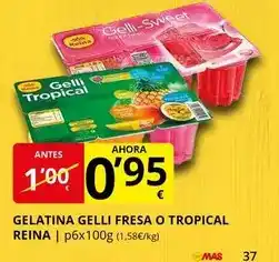 Supermercados MAS Postres reina - gelatina gelli fresa o tropical oferta