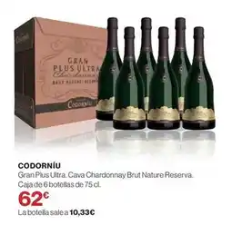Supercor Codorniu - gran plus ultra cava chardonnay brut nature reserva oferta