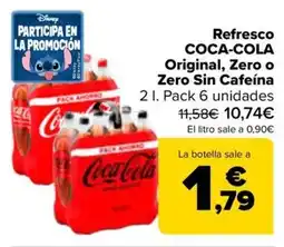 Carrefour COCA-COLA Refresco Original, Zero o Zero Sin Cafeína oferta