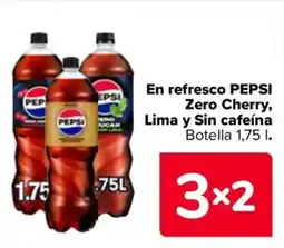 Carrefour PEPSI En refresco Zero Cherry, Lima y Sin cafeína oferta