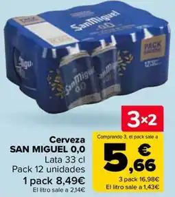 Carrefour SAN MIGUEL 0,0 Cerveza oferta