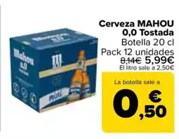 Carrefour MAHOU Cerveza 0,0 Tostada oferta