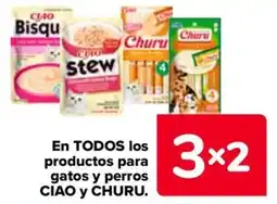 Carrefour CIAO y CHURU En todos los productos para gatos y perros oferta