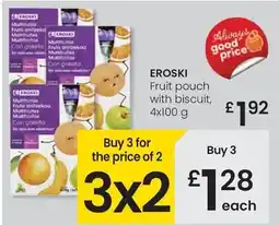 Eroski Eroski - fruit pouch with biscuit oferta