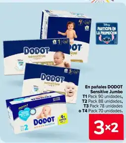 Carrefour DODOT En pañales Sensitive Jumbo oferta