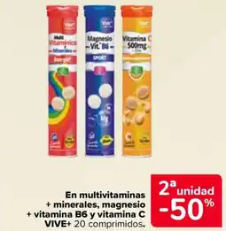 Carrefour VIVE+ En multivitaminas + minerales, magnesio + vitamina B6 y vitamina C oferta