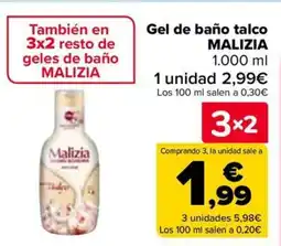 Carrefour MALIZIA Gel de baño talco oferta